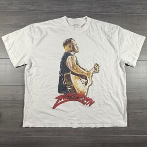 Zach Bryan 2025 World Tour Graphic T-Shirt Mens 2XL White Cotton Concert Tee